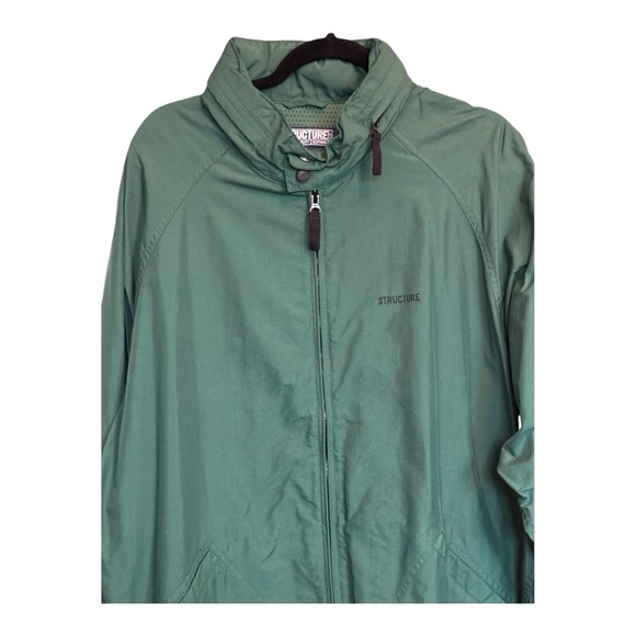 Structure Mens Size XL Zip Up Jacket Green Hidden Hood Adjustable Very Nice - Picture 11 of 15